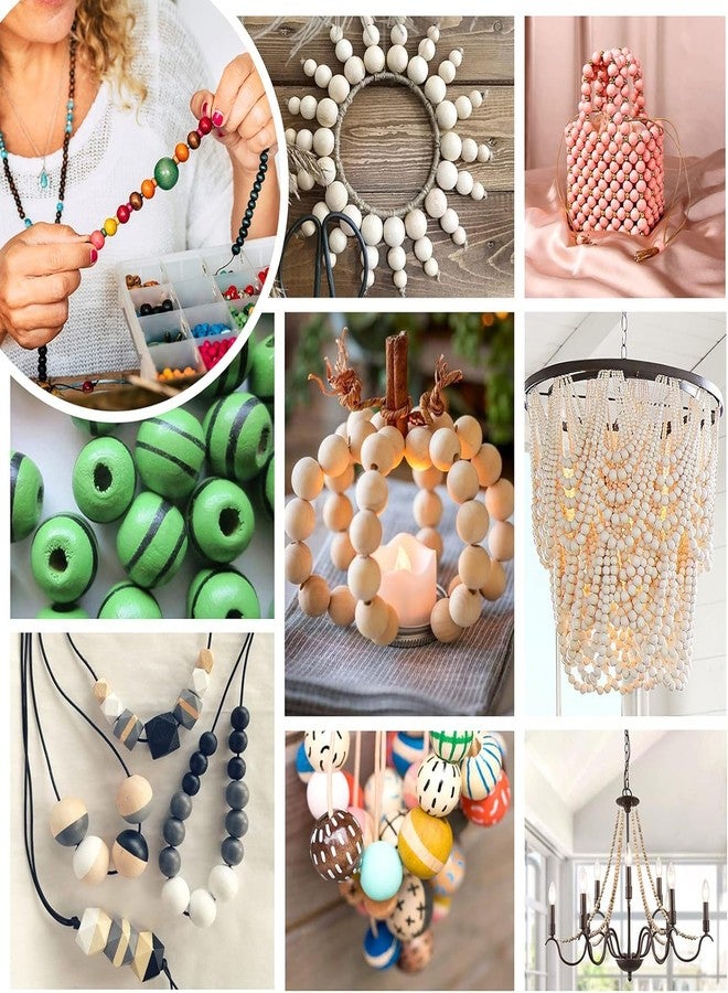 DIY Crafts 130, Round Beads Wooden Natural Wood Beads Wooden Beads for Crafts Round Loose Spacer Bead Line for DIY Jewelry Craft Making Random Mix Sizes As 1st Image (130) - Image 5